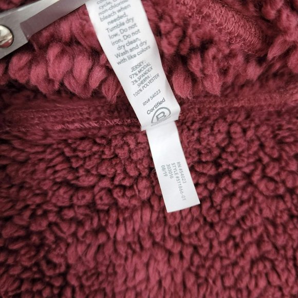 Athleta Solstice Hoodie Small Maple Red Reversible Sherpa Sweatshirt Thumb Holes - Picture 10 of 13